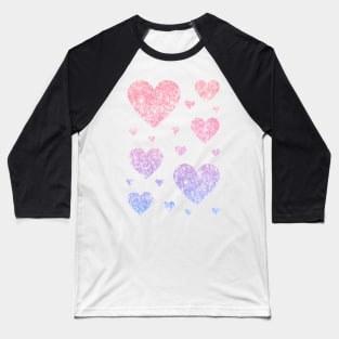 Pastel Pink and Purple Ombre Faux Glitter Hearts Baseball T-Shirt